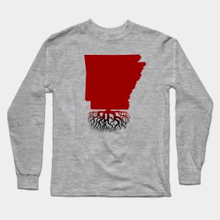 Arkansas Map with Roots for Arkansas Families Long Sleeve T-Shirt